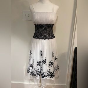Ynes Black and White Lace Dress